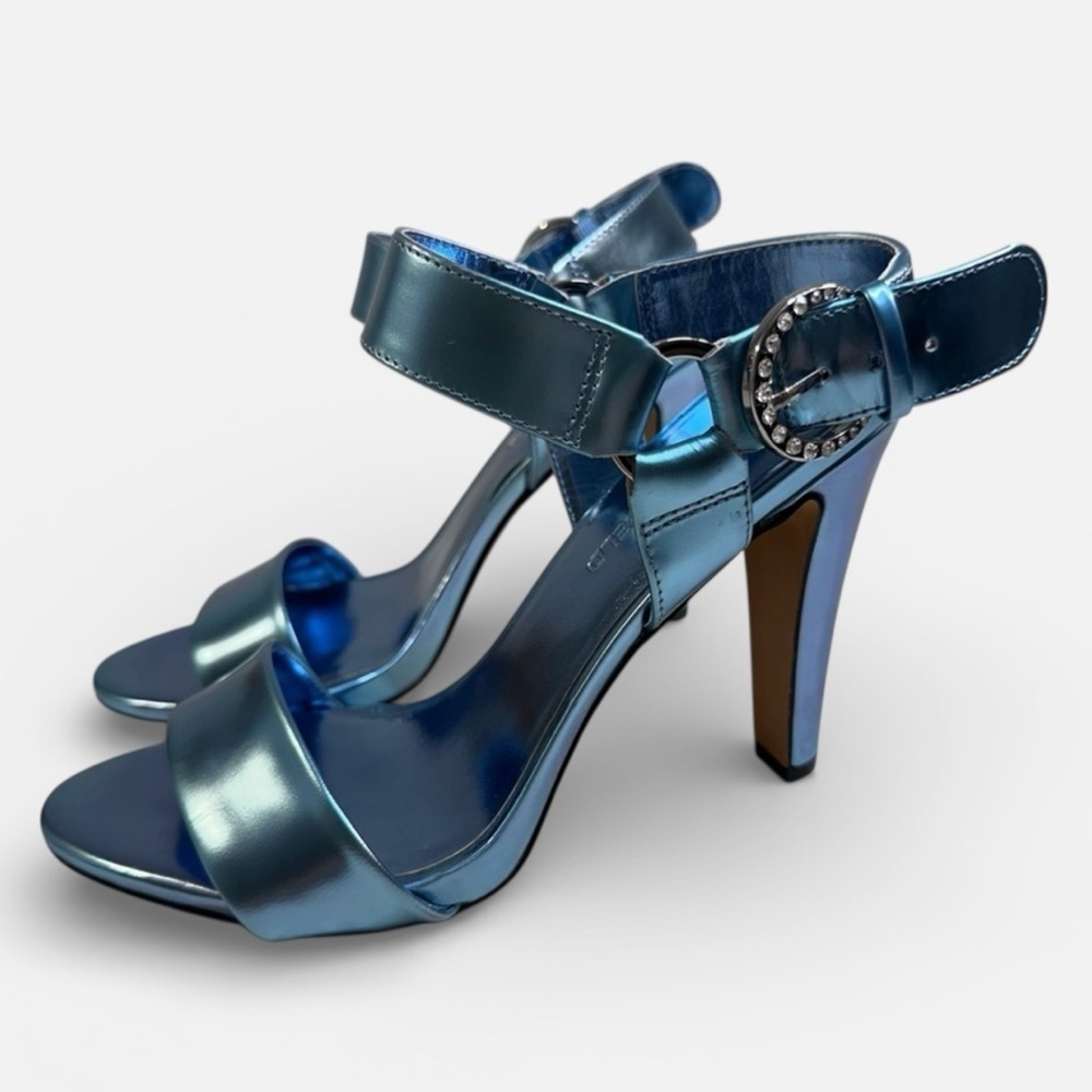 KARL LAGERFELD PARIS Cieone Blue Metallic High 4in Heel Holiday Party NWT Size 7